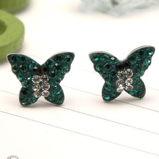 韓版925純銀滿鉆蝴蝶捷克水晶耳釘 防過敏時尚飾品批發(fā)首選